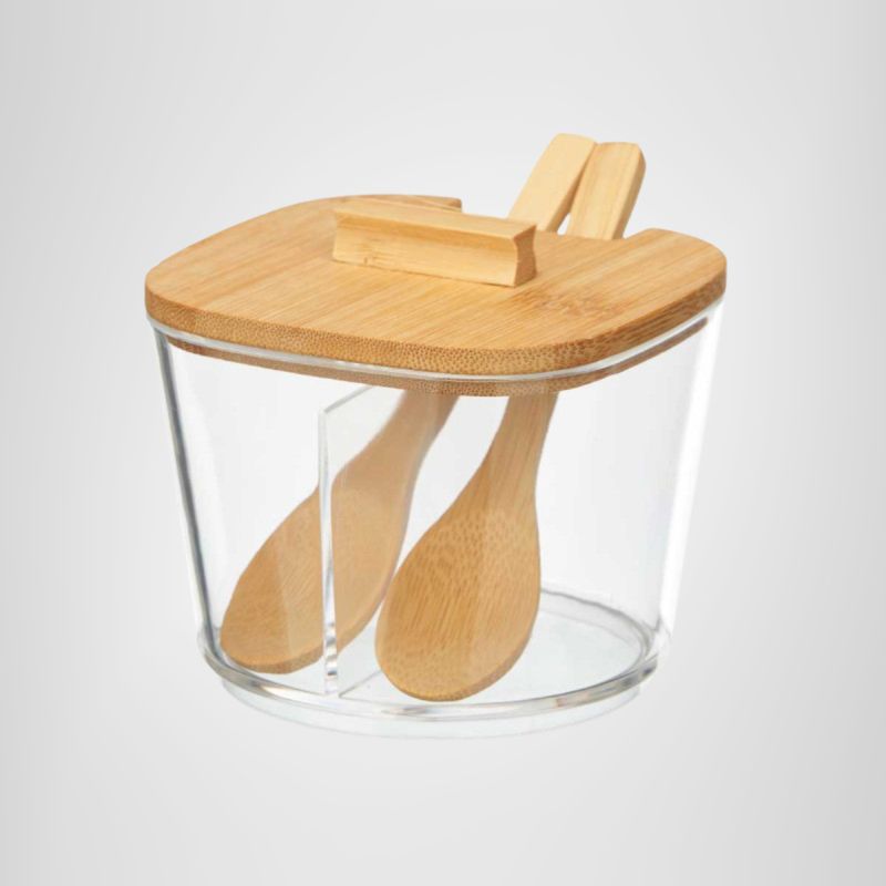 Azucarero doble tapa bambú