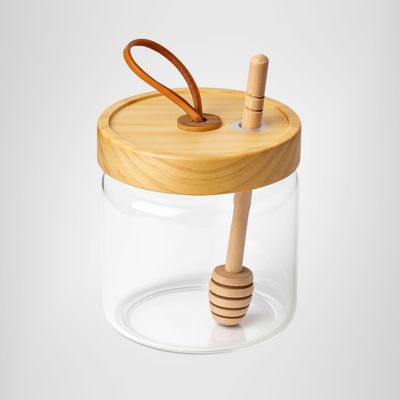 Milera con tapa de madera y cuchara 450ml