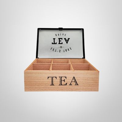 Caja de Té de Madera 6 Divisiones  24x16x7cm