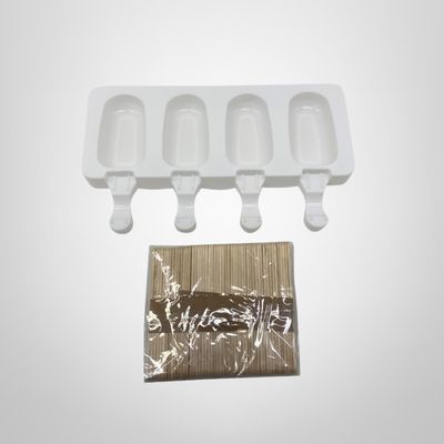 Molde para Helado de Silicona x4 c/200 Palitos de Madera