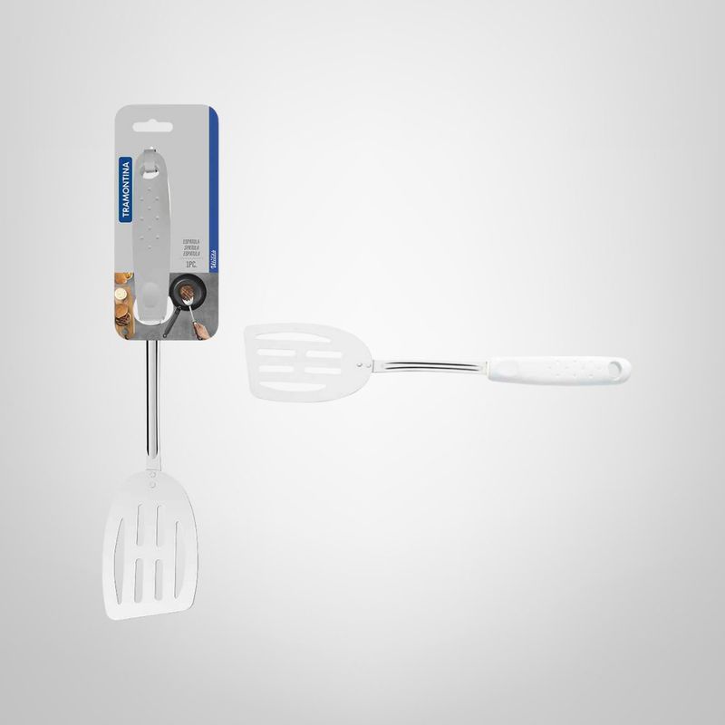 Espátula de Acero Inoxidable c/Mango Plástico Blanco "Utilita" TRAMONTINA