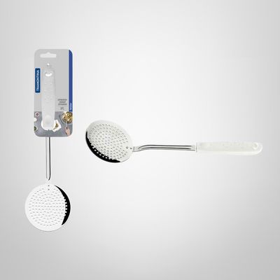 Espumadera de Acero Inoxidable c/Mango de Plástico Blanco &quot;Utilita&quot; TRAMONTINA