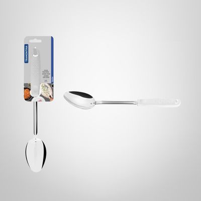 Cuchara de Servir en Acero Inoxidable c/Mango Plástico Blanco &quot;Utilita&quot; TRAMONTINA