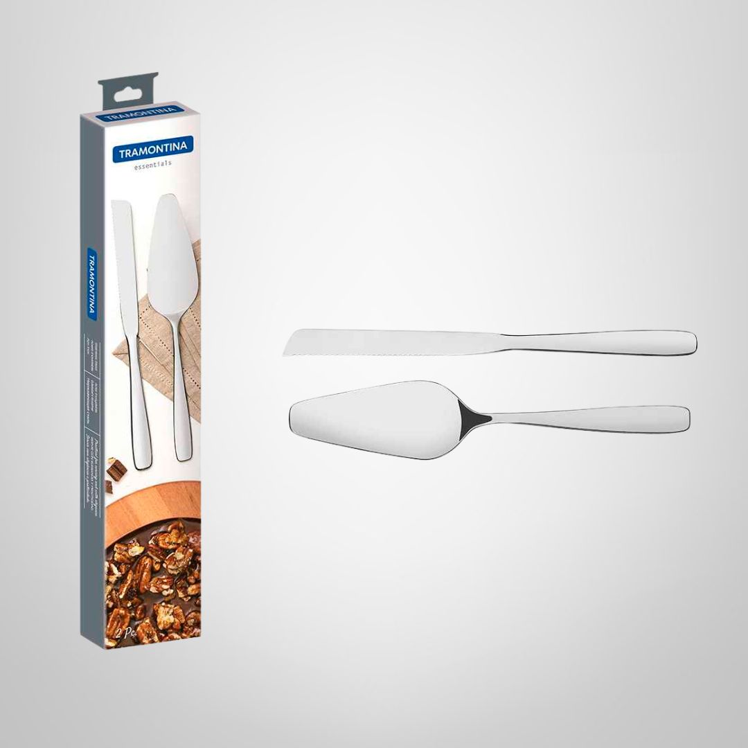 Juego para Servir Torta 2 Piezas de Acero Inoxidable &quot;Essentials&quot; TRAMONTINA