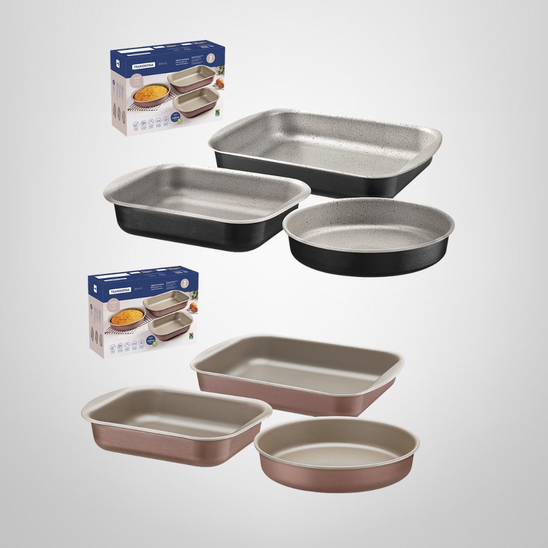 Juego Asaderas 3 Piezas Antiadherentes ¨Linz¨ TRAMONTINA