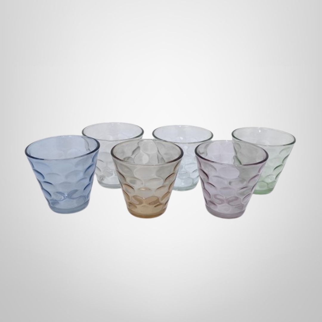 Juego de 6 Vasos de Vidrio de Colores