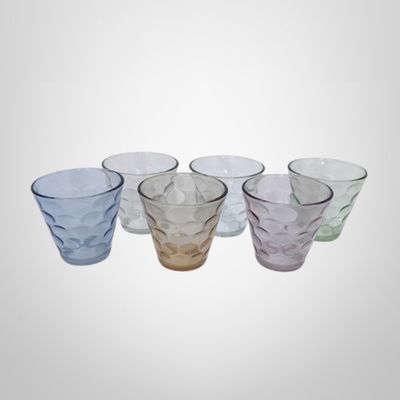 Juego de 6 Vasos de Vidrio de Colores