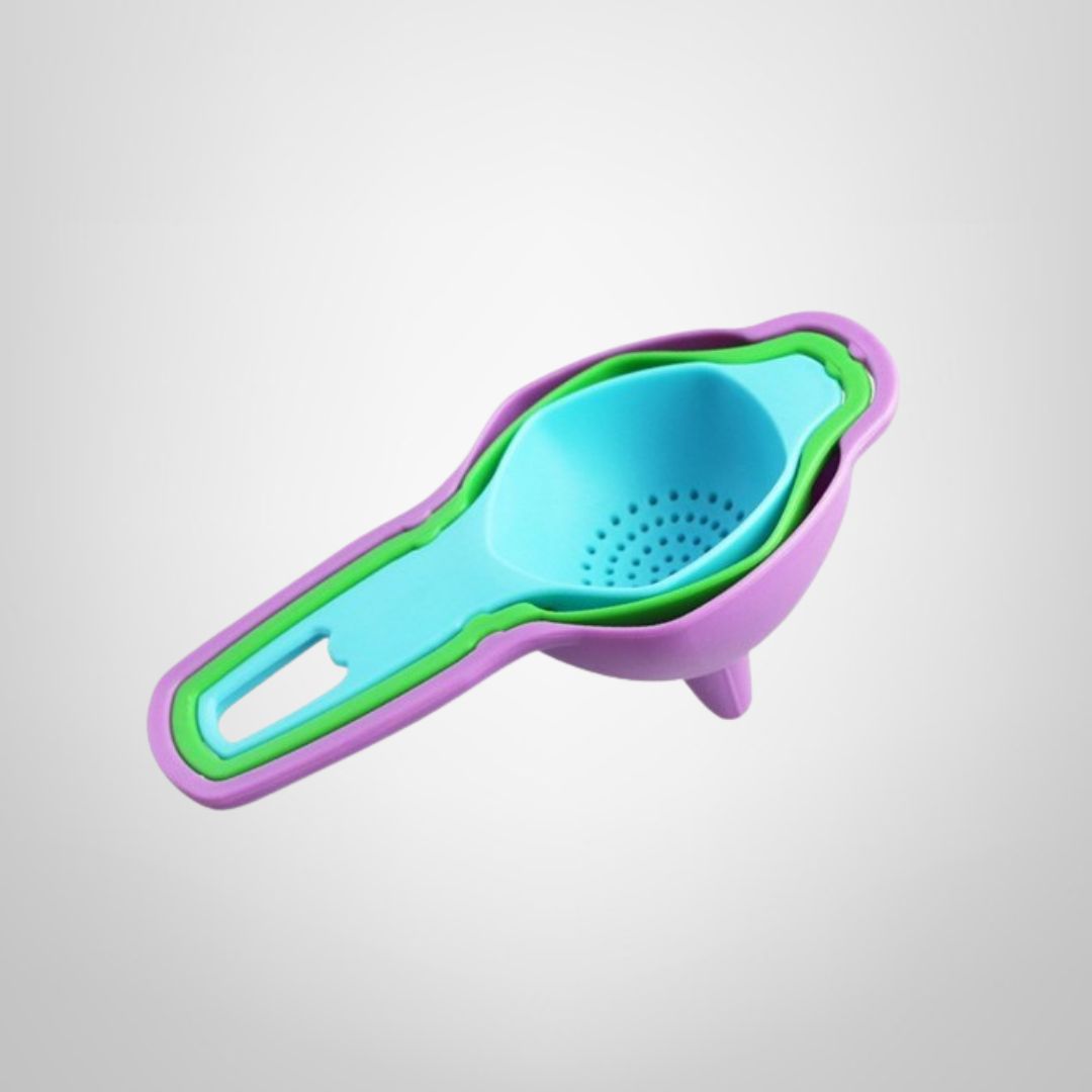 Set de Colador, Cernidor y Embudo de Plástico