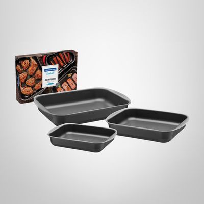 Juego de Asaderas Antiadherentes 3 Piezas  Negro TRAMONTINA