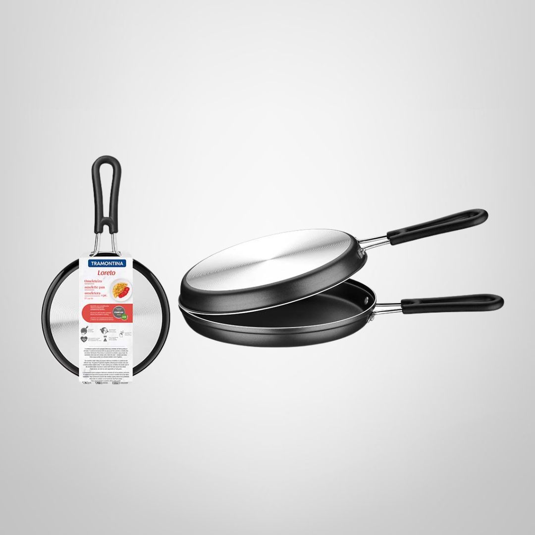 Sartén Doble/Omeletera 24cm Antiadherente &quot;Loreto&quot; Negra TRAMONTINA