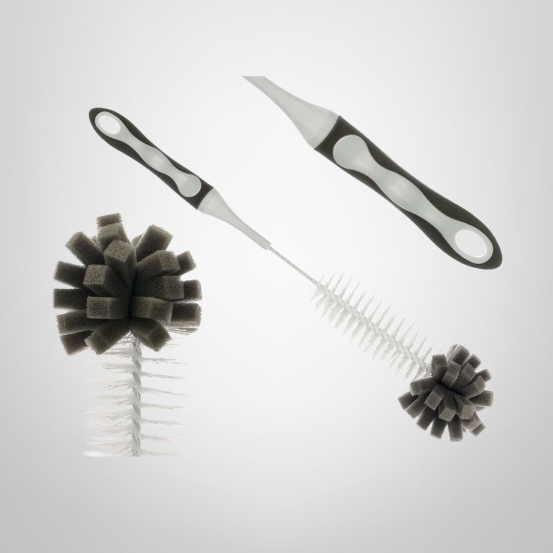 Cepillo Limpia Botellas c/Mango de Silicona Blanco y Gris 7x7x39cm KINVARA