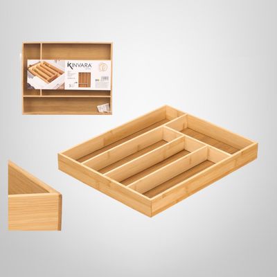 Cubiertera de Madera de Bambú 5 Divisiones  30x37x4,5 cm