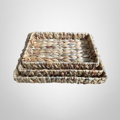 Juego de 3 Bandejas Rectangulares de Fibra Natural