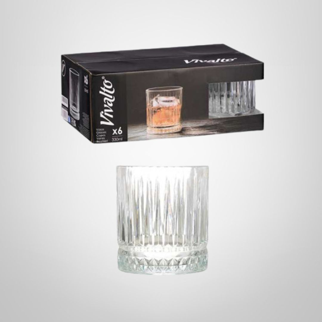 Juego de 6  Vasos de Cristal Labrado 330ml VIVALTO