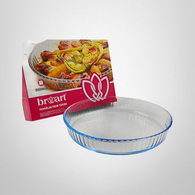 Asadera Redonda Acanalada de Borosilicato para Horno 31x4,3cm BORART