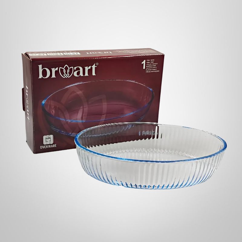 Asadera Ovalada Acanalada de Borosilicato para Horno 25,8x17,9x5,2cm BORART