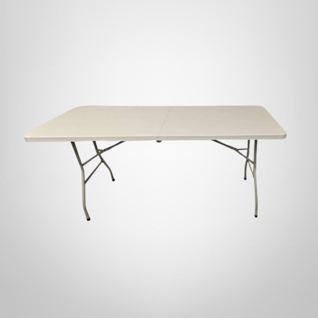 Mesa Rectangular de PVC y Hierro Patas Plegables 122x74x60cm