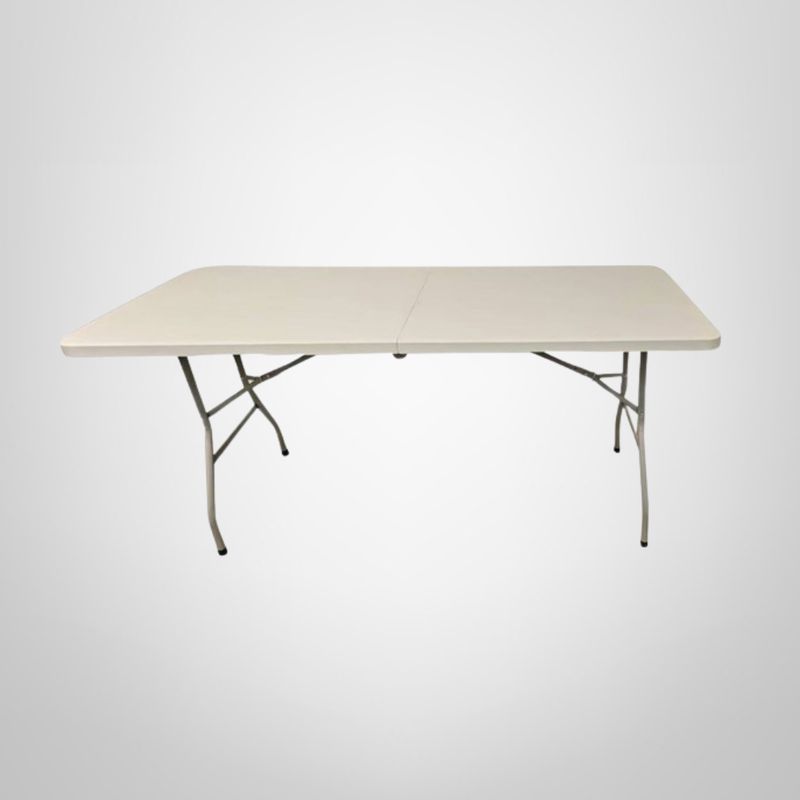 Mesa Rectangular de PVC y Hierro Patas Plegables 122x74x60cm