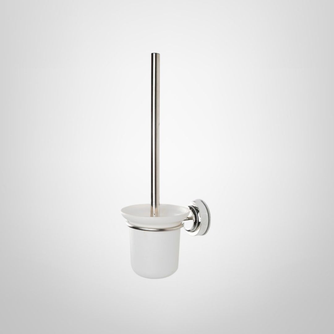 Cepillo Indoro Plateado con Soporte para Pared c/Ventosa