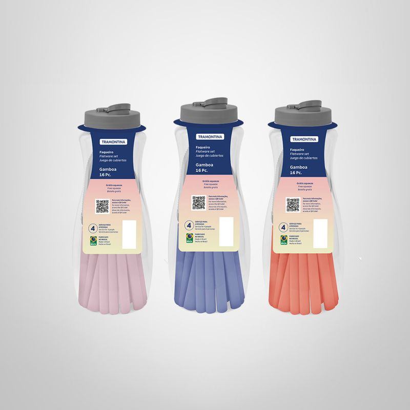 Juego de Cubiertos 16 Piezas + Jarra de Plástico "Gamboa" TRAMONTINA