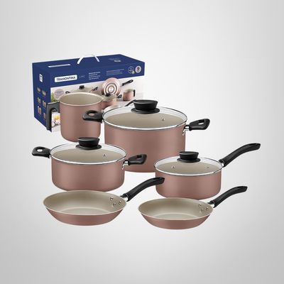 Juego de Ollas Antiadherentes 9 Piezas "Linz" Rosa TRAMONTINA