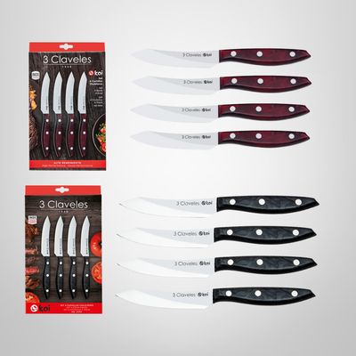 Juego de 4 Cuchillos Chuleteros "Koi" 3 CLAVELES