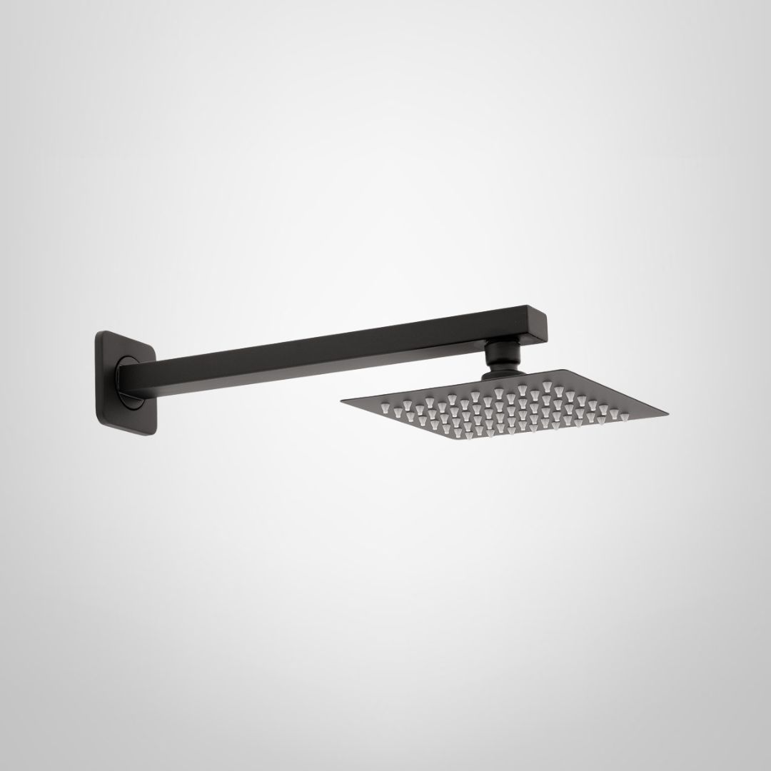 Ducha de Pared 150mm Caño y Platos Cuadrados en Negro Mate GOLDEX