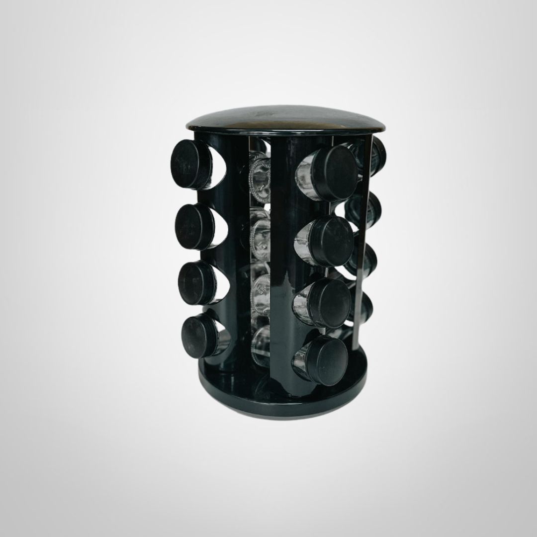 Condimentero Giratorio de Plástico x16 Frascos Negro