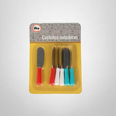 Set de 6 Espátulas Untadoras Mango de Colores ILKO
