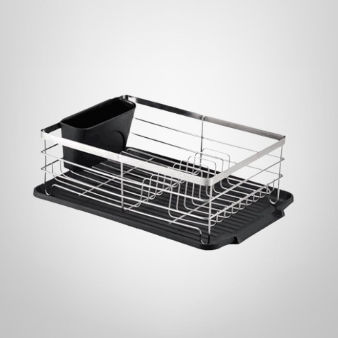 Escurridor de Vajilla en Acero c/Bandeja Negra