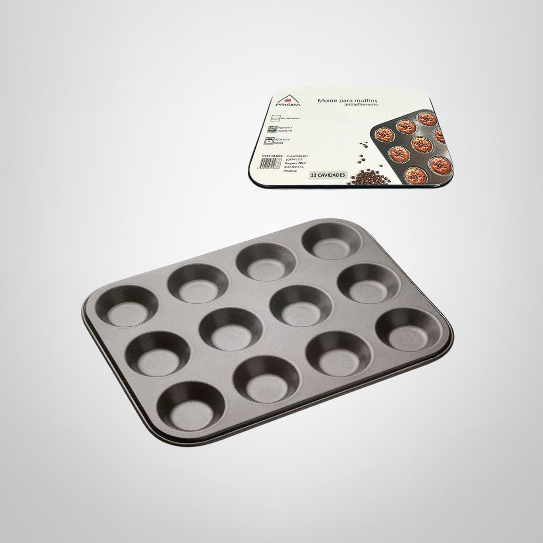 Molde Antiadherente para Muffins x12 35x26x2,5cm