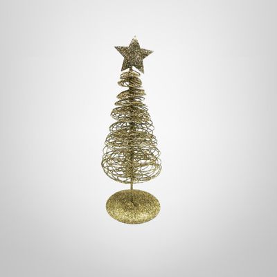Adorno de Árbol Navideño para Mesa de Metal Dorado 6,5x20cm