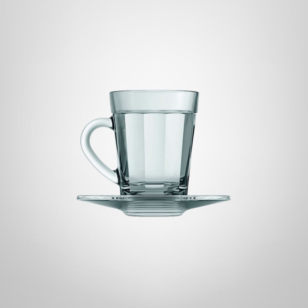 Taza de Vidrio c/Platillo 90ml "Americano" NADIR