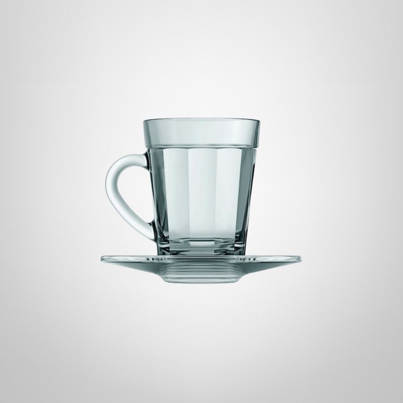 Taza de Vidrio c/Platillo 90ml "Americano" NADIR