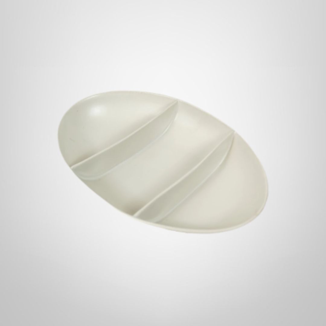 Fuente Copetinero de Cerámica Blanca 38cm 3 Divisiones