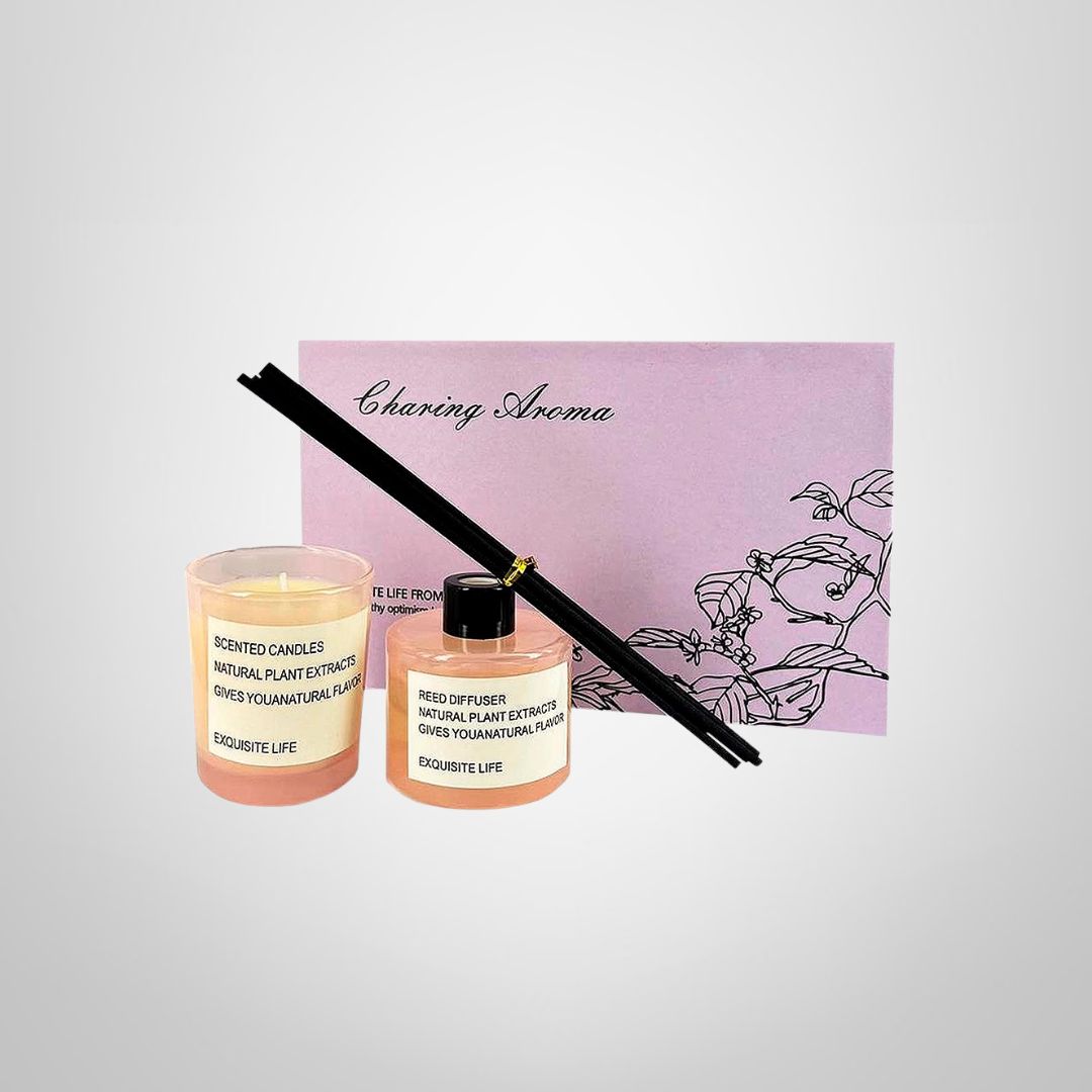 Set de Aromatizador c/Difusor + Vela de 5x6cm en Caja de Regalo