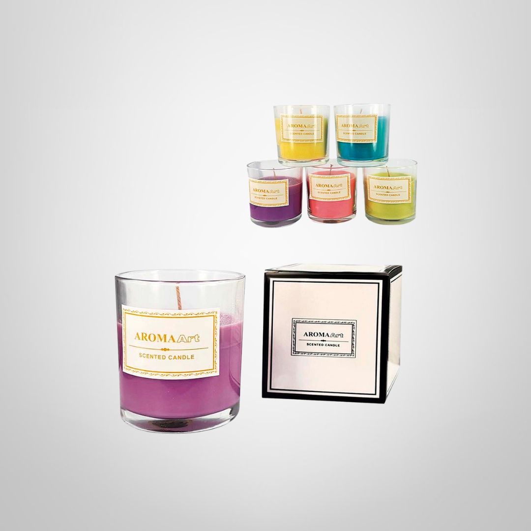 Vela Aromatica de 7x7,7cm en Caja de Regalo Diferentes Colores