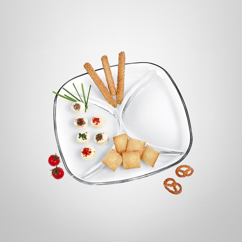 Copetinero de Vidrio Templado 4 Cavidades 25X25cm BORGONOVO