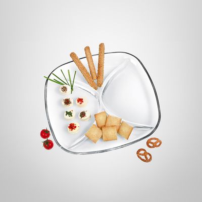 Copetinero de Vidrio Templado 4 Cavidades 25X25cm BORGONOVO