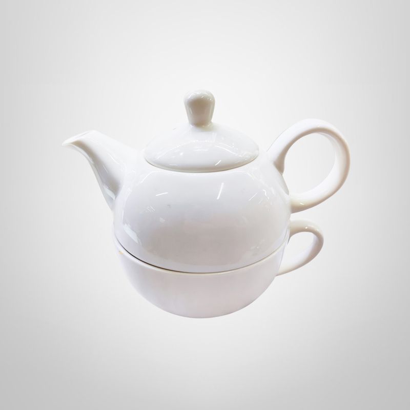 Tetera Taza de Cerámica Blanca 15x11cm