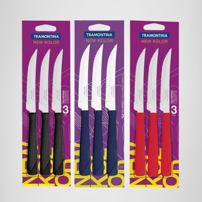 Juego de Cuchillos de Mesa x3 New Kolor TRAMONTINA