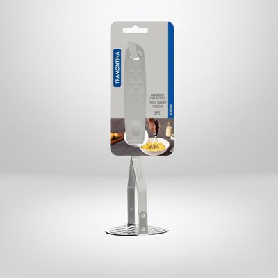 Pisa Papa de Acero Inoxidable c/Mango de Plástico Blanco "Utilita" TRAMOTINA