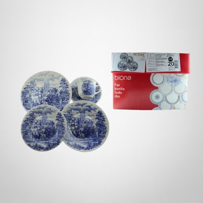 Juego de Vajilla 20 Piezas "Cena Inglesa" Cerámica OXFORD