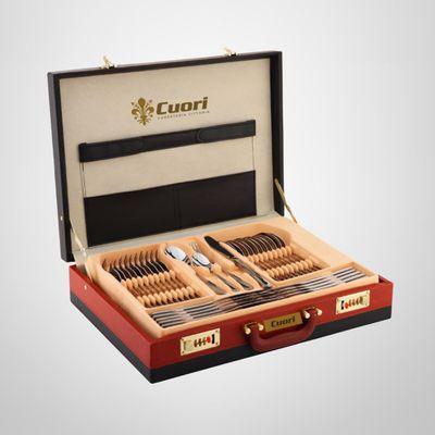 Juego de Cubiertos de Acero Inox 72 Piezas c/Estuche "Vittoria" CUORI