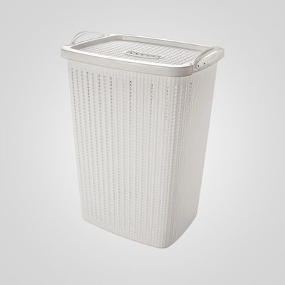 Cesta de Ropa con Tapa 40 litros PLASÚTIL “Trama” (Blanco)