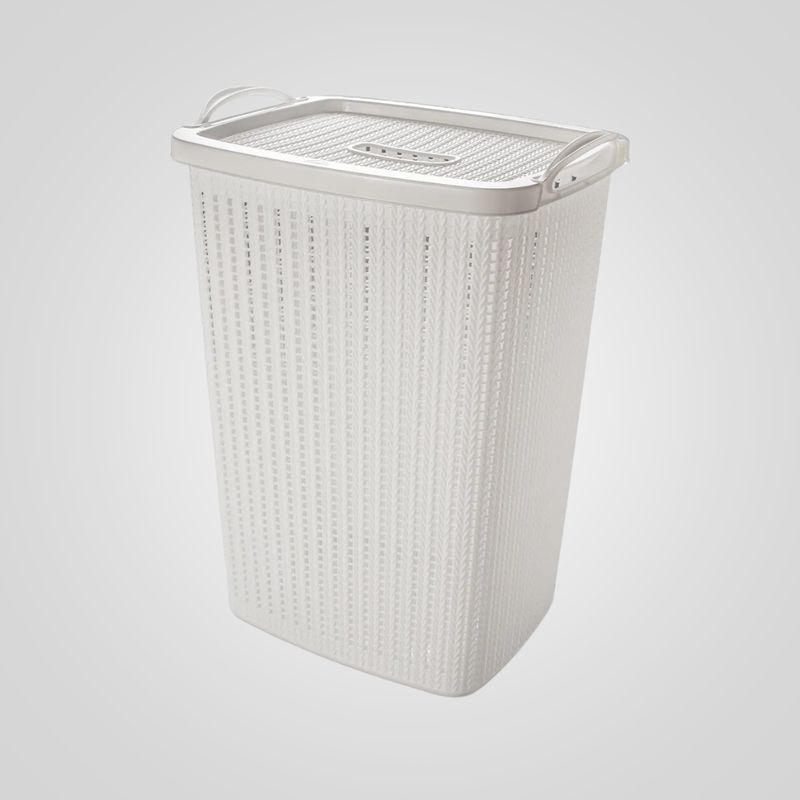 Cesta de Ropa con Tapa 40 litros PLASÚTIL “Trama” (Blanco)
