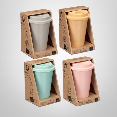 Vaso Cafe/Te de Porcelana c/Tapa de Silicona 360ml KINVARA