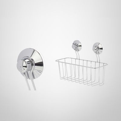 Canasto Rectangular para Pared de Acero Inoxidable c/Ventosas 10x24x18cm