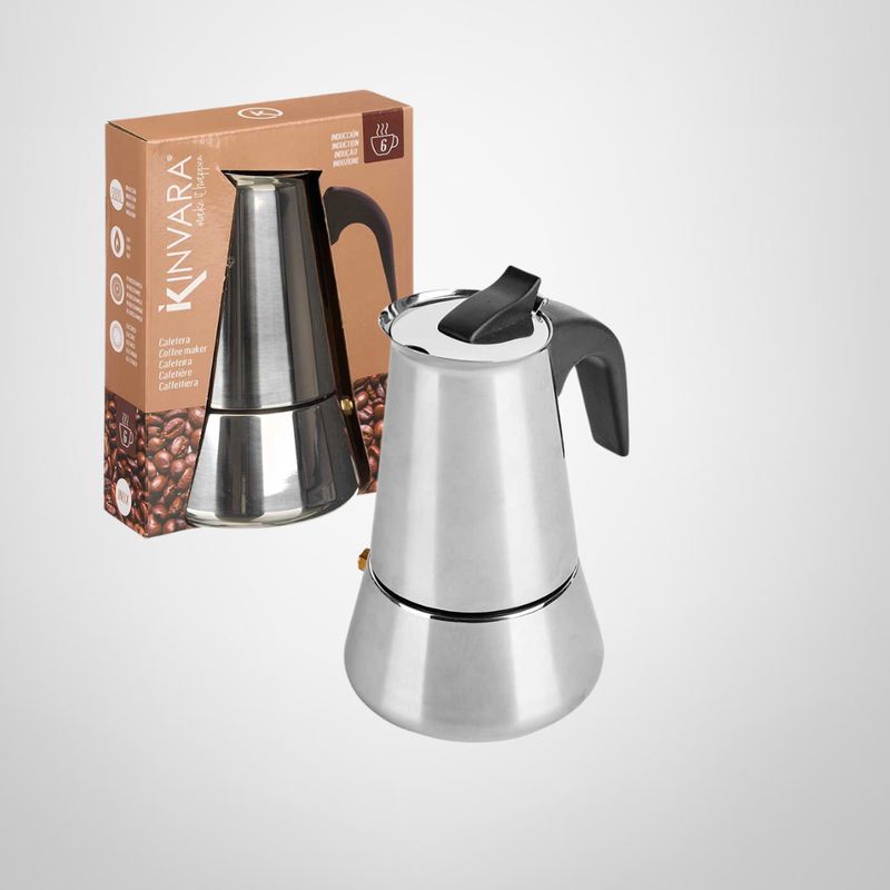 Cafetera de Acero Inoxidable 6 Tazas para Inducción