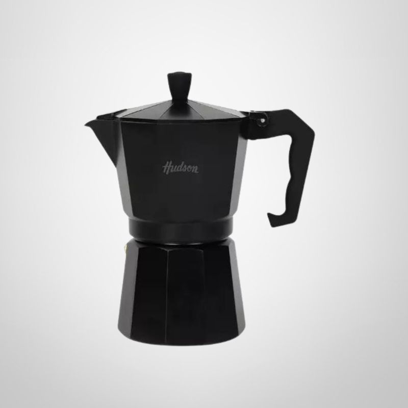 Cafetera Italiana de Aluminio 9 Tazas "Negra" HUDSON
